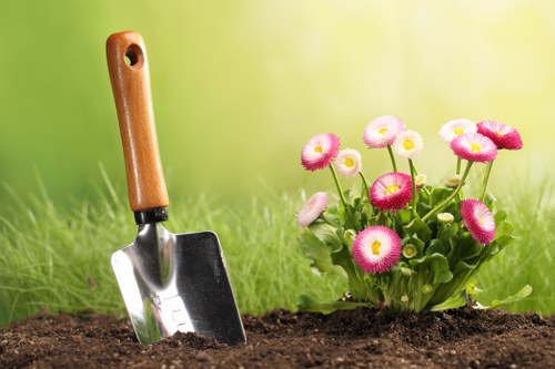 Sustainable garden practices including composting and rainwater harvesting in Mayfair